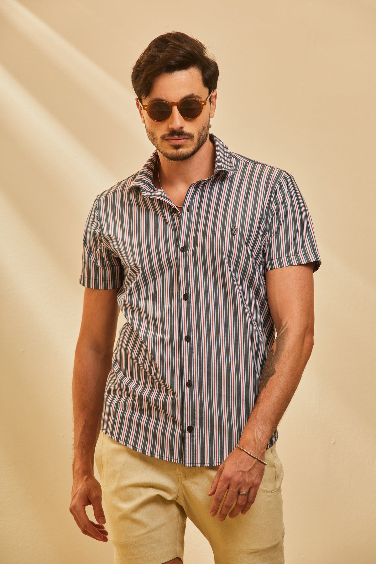 Camisa Manga Curta Vintage Stripes