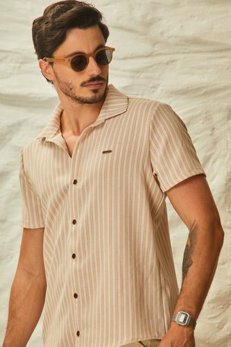 Camisa Manga Curta Natural Stripes
